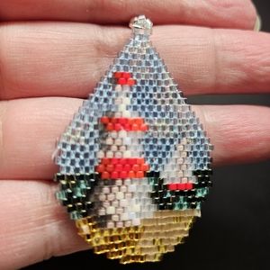 Handmade Beaded Lighthouse Earrings